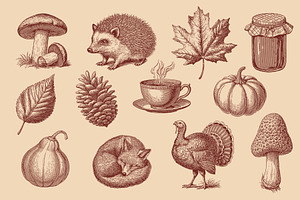 Vintage Autumn Illustrations