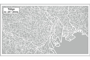 Tokyo Map In Retro Style.