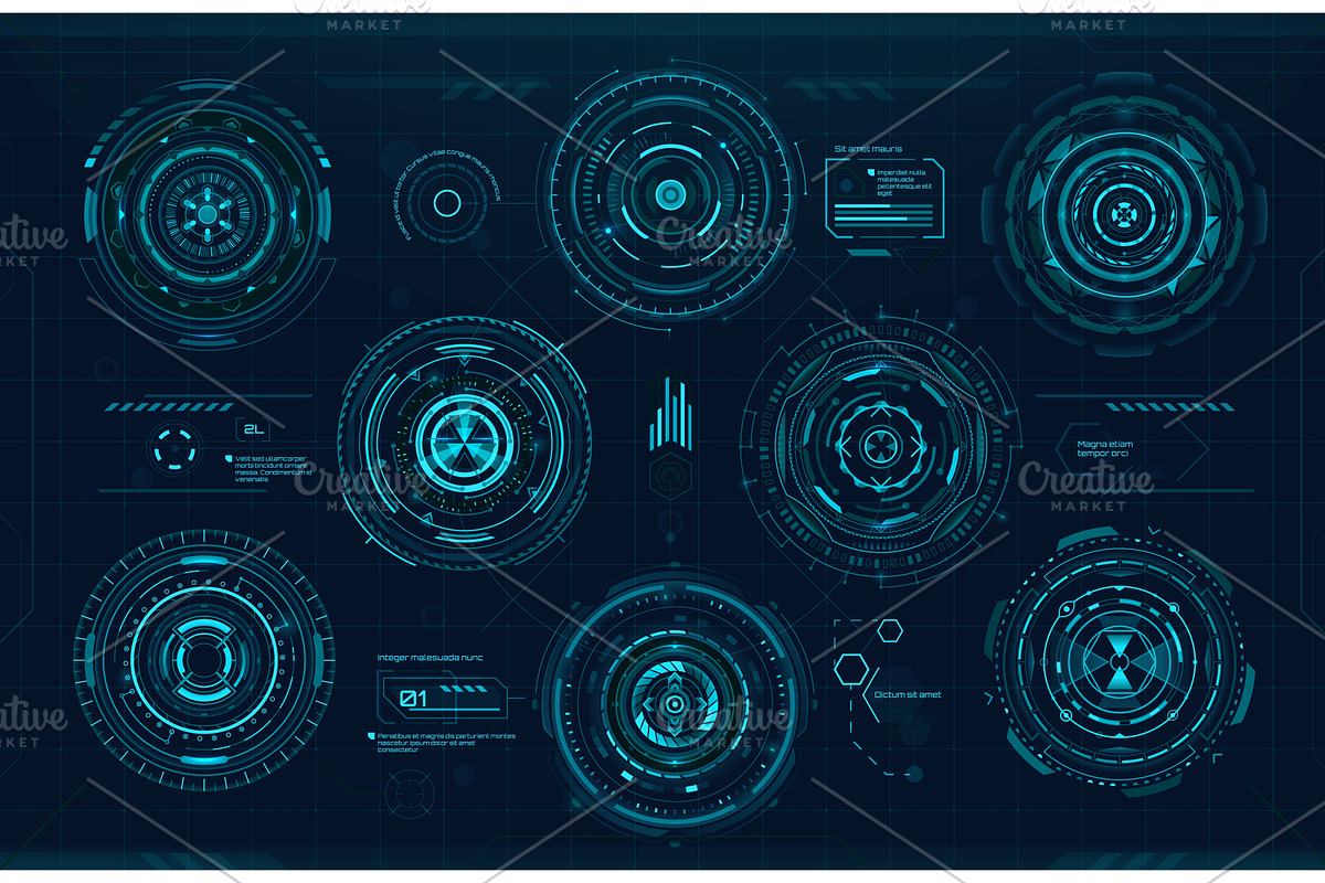 Circular graph bars and HUD UI, a Technology Illustration by Vector Tradition