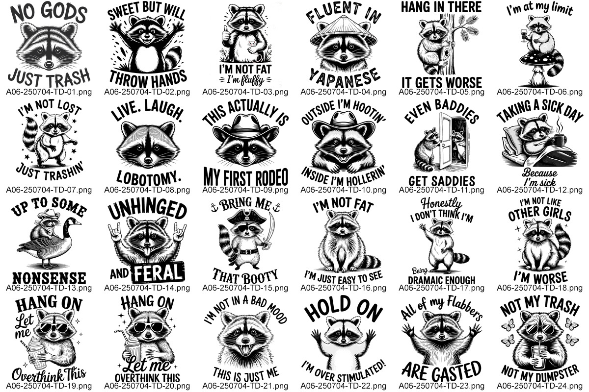 Funny Raccoon, Raccoon Quotes PNG, an Object Graphic by GlitterCraft (Photo 2 of 2)