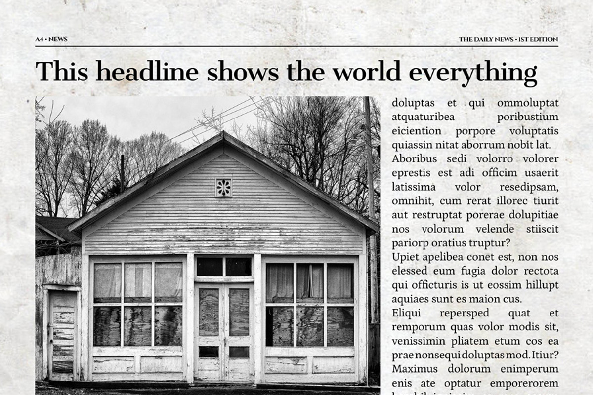 Vintage InDesign Newspaper Template, a Flyer Template by Newspaper Templates (Photo 5 of 12)