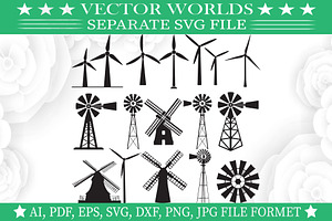 Windmill Electric Svg, Mill Svg, an Object Graphic by VectorWorlds