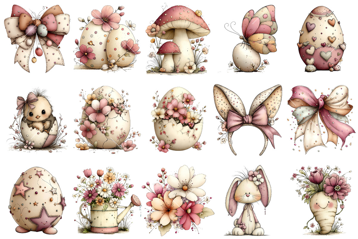 Whimsical Easter Clipart Bundle, an Illustration by OK Design (Photo 3 of 6)