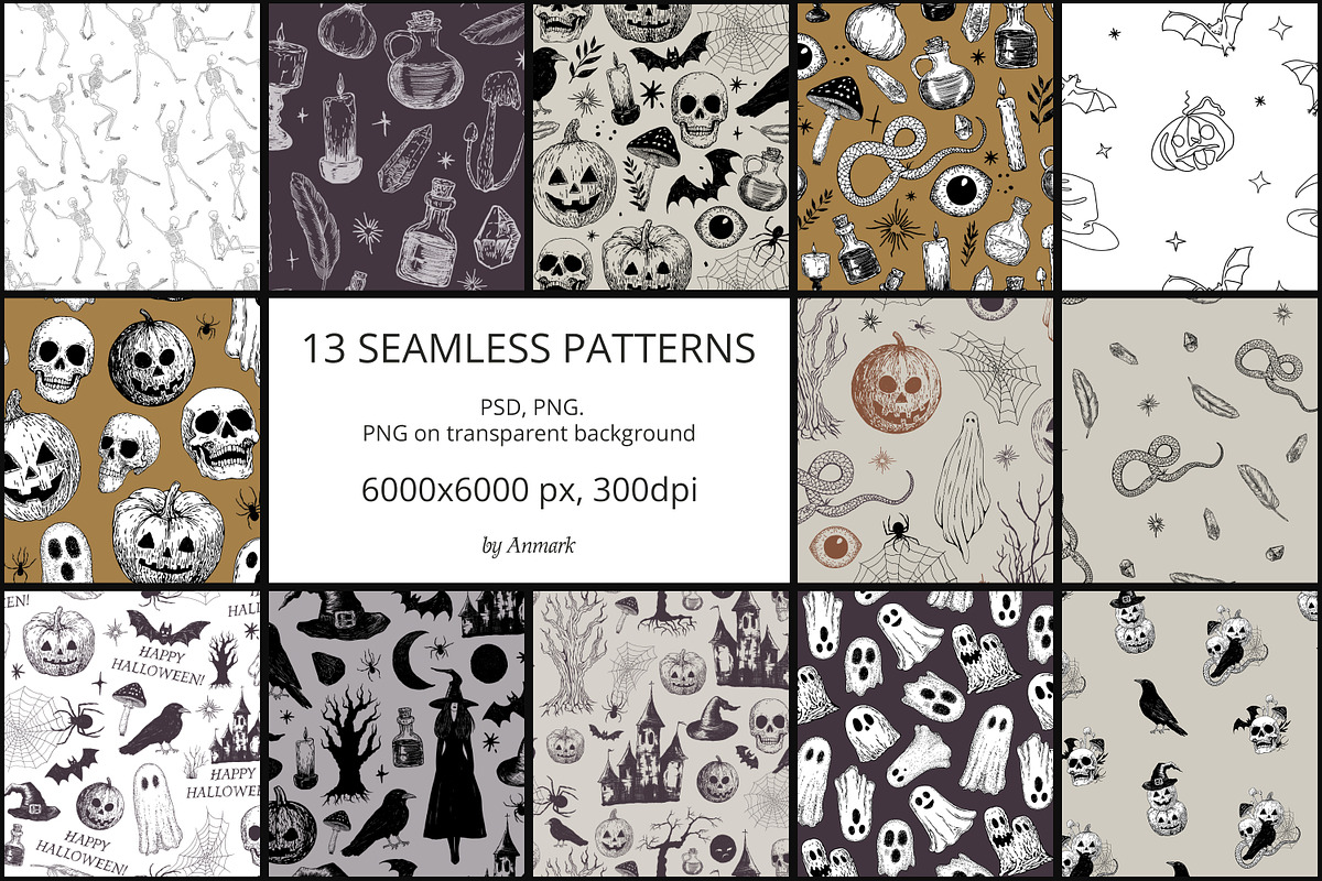 Halloween seamless patterns, a Pattern Graphic by AnMark (Photo 5 of 5)