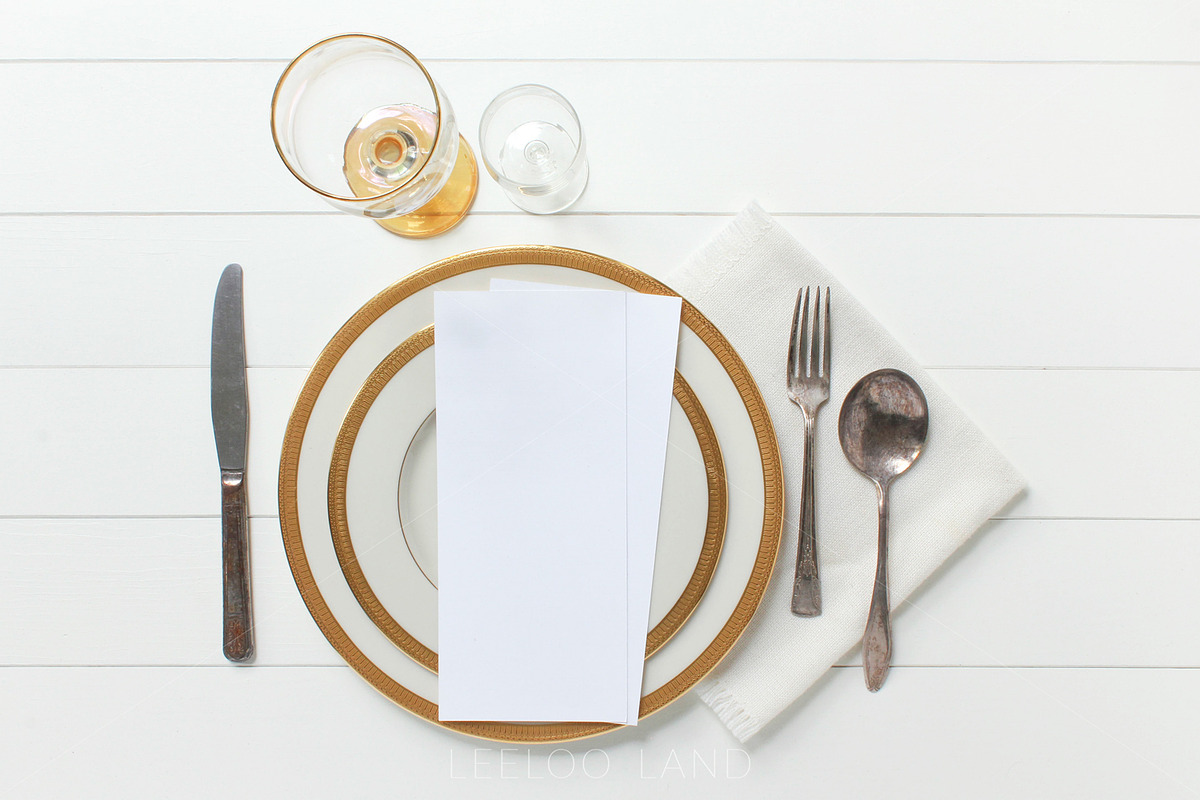 Gold Two-Sided Program/Menu Mockup, a Product Mockup by ILLONA GRAPHICS (Photo 4 of 4)