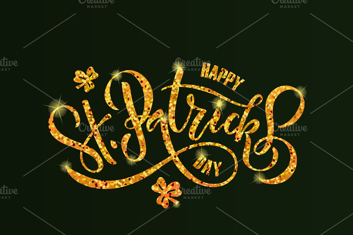 St. Patrick's Day Golden Typography, a Poster Template by Svetlana Kurako