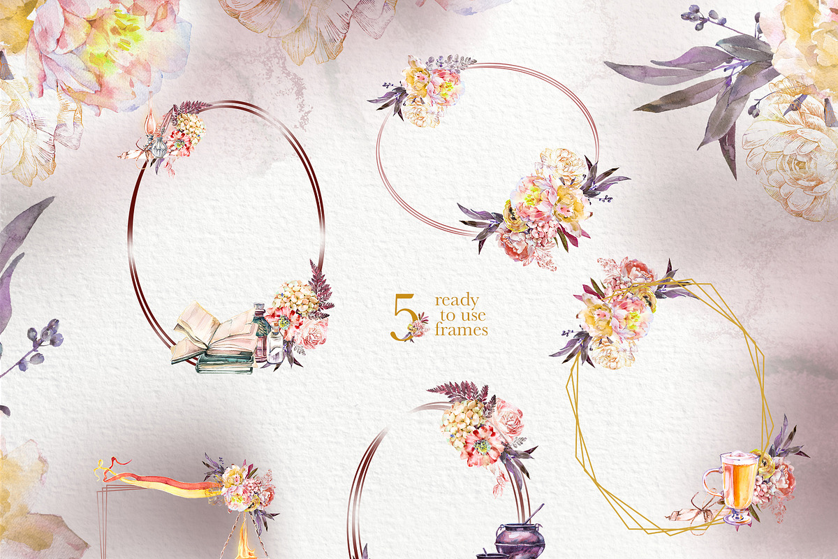 Sale!Watercolor Magician Clipart Set, a Decorative Illustration by ArtCreationsDesign (Photo 5 of 9)