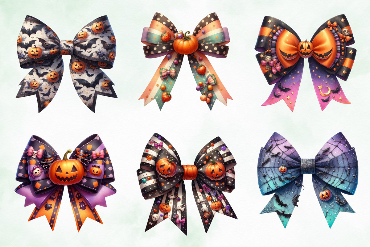 Watercolor Halloween Coquette Bows, an Illustration by Creative Art (Photo 2 of 4)