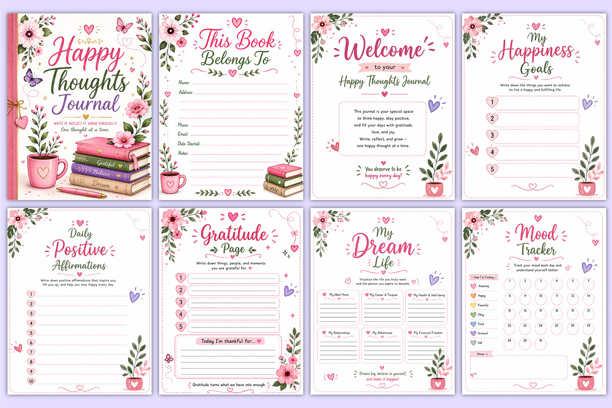 Happy Thoughts Journal | Positive, a Stationery Template by Mustafiz (Photo 2 of 5)