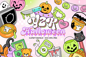 Y2K 2000s Halloween Clipart Bundle, an Object Graphic by Huxmay