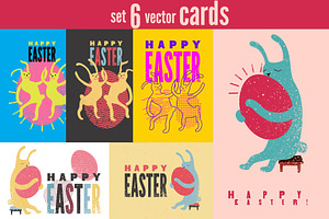 Easter greeting cards vector set., a Seasonal Illustration by PoPaShop