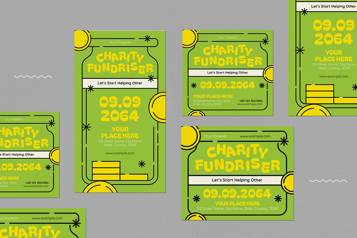 Green Doodle Charity Flyer Set, a Flyer Template by graphicook (Photo 4 of 4)