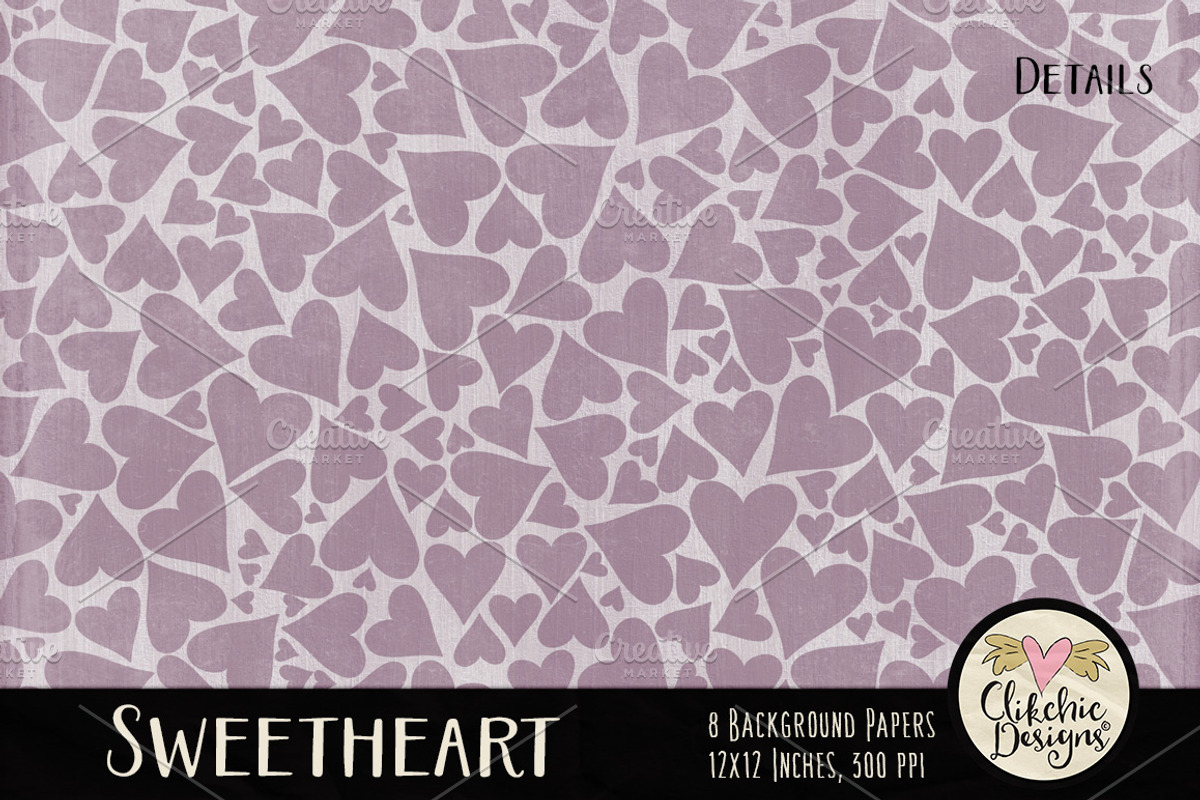 Shabby Damask & Hearts Textures preview 3