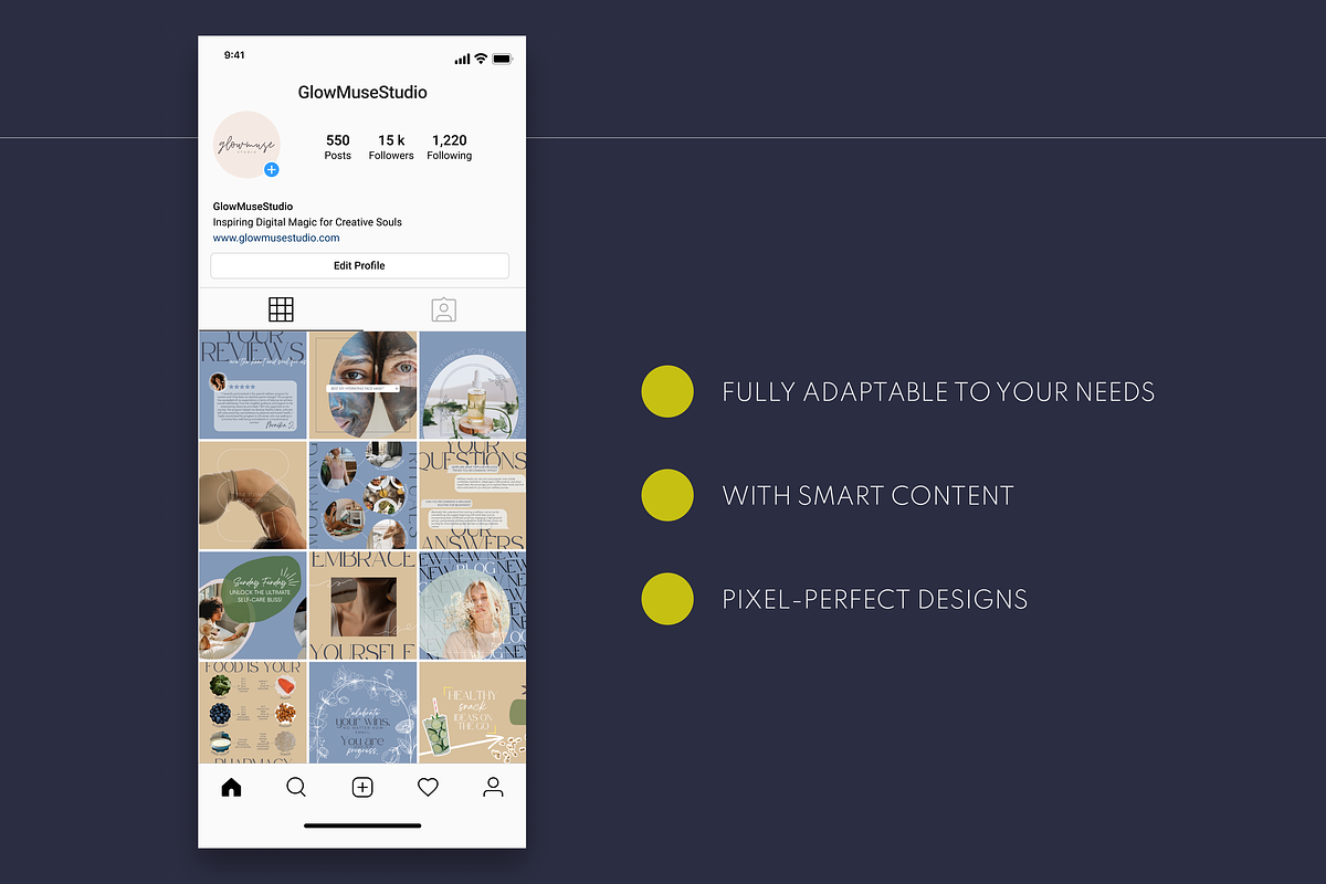 Wellness IG Canva Pack: 90+ Posts, a Social Media Template by Glow Muse Studio (Photo 7 of 9)