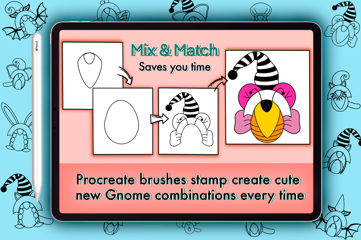Gnome Build DIY Design Fantasy Template Brush Stamp Coloring