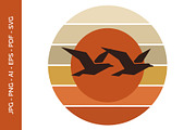 Birds flying across sun illustration, an Animal Illustration by nandinigraphics (Thumbnail 2 of 3)