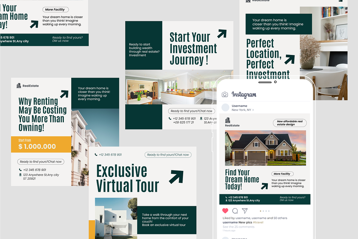 Real Estate Feed Instagram Post, a Social Media Template by SquidPixey (Photo 3 of 6)