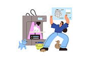 Printing with 3D printer technology, a Technology Illustration by PaperTrident (Thumbnail 5 of 5)