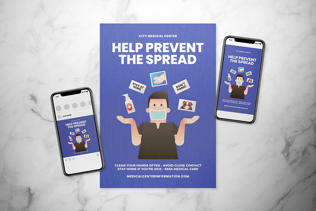 Prevent Corona Covid-19 Flyer Set, a Flyer Template by The Good Store (Photo 1 of 2)