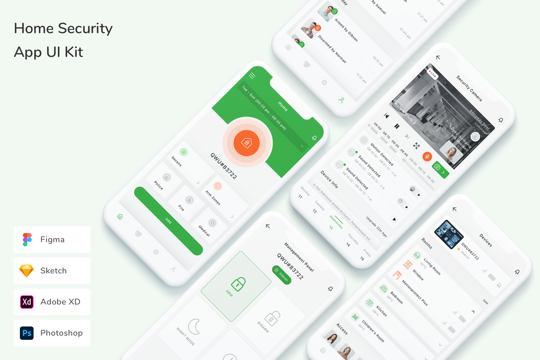 Home Security App UI Kit, an UI Kit Template by Betush