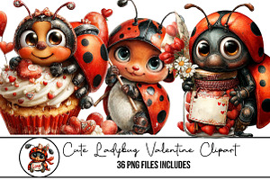 Cute Ladybug Valentine Clipart, an Illustration by DreamArtGraphic