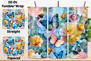 3D Butterfly Meadow Tumbler Wrap