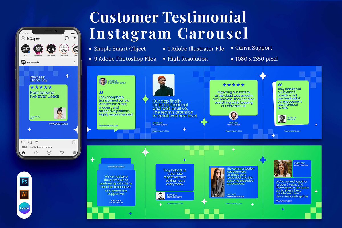 Customer Testimonial Instagram carou, a Social Media Template by Attype (Photo 1 of 5)