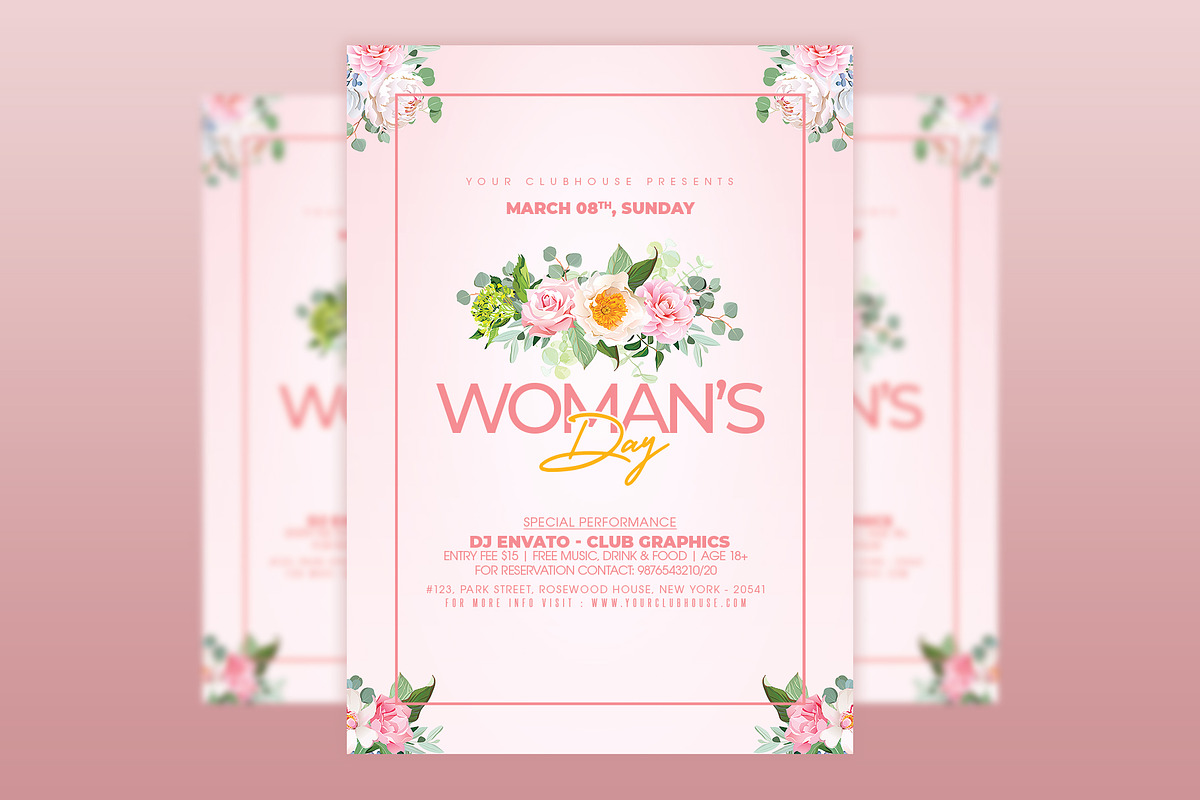Editable Womens Day Flyer Template, a Flyer Template by MithilaCreation (Photo 1 of 8)