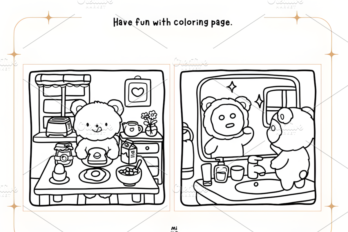 Cozy Bear Coloring Pages, an Animal Illustration by Coco Bloom (Photo 2 of 5)
