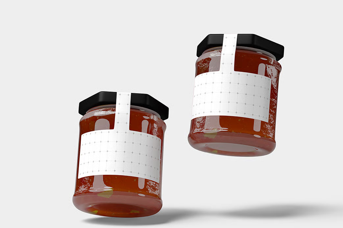 Glass Sauce Jar Label Mockup, a Packaging Mockup by graphicsauce (Photo 2 of 4)