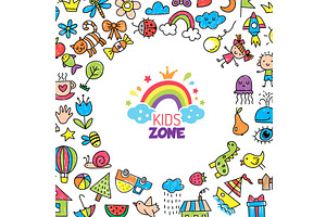 Kids background. colorful round, an Illustration by Onyx