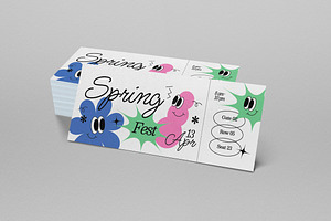 Pink Cartoon Spring Festival Ticket