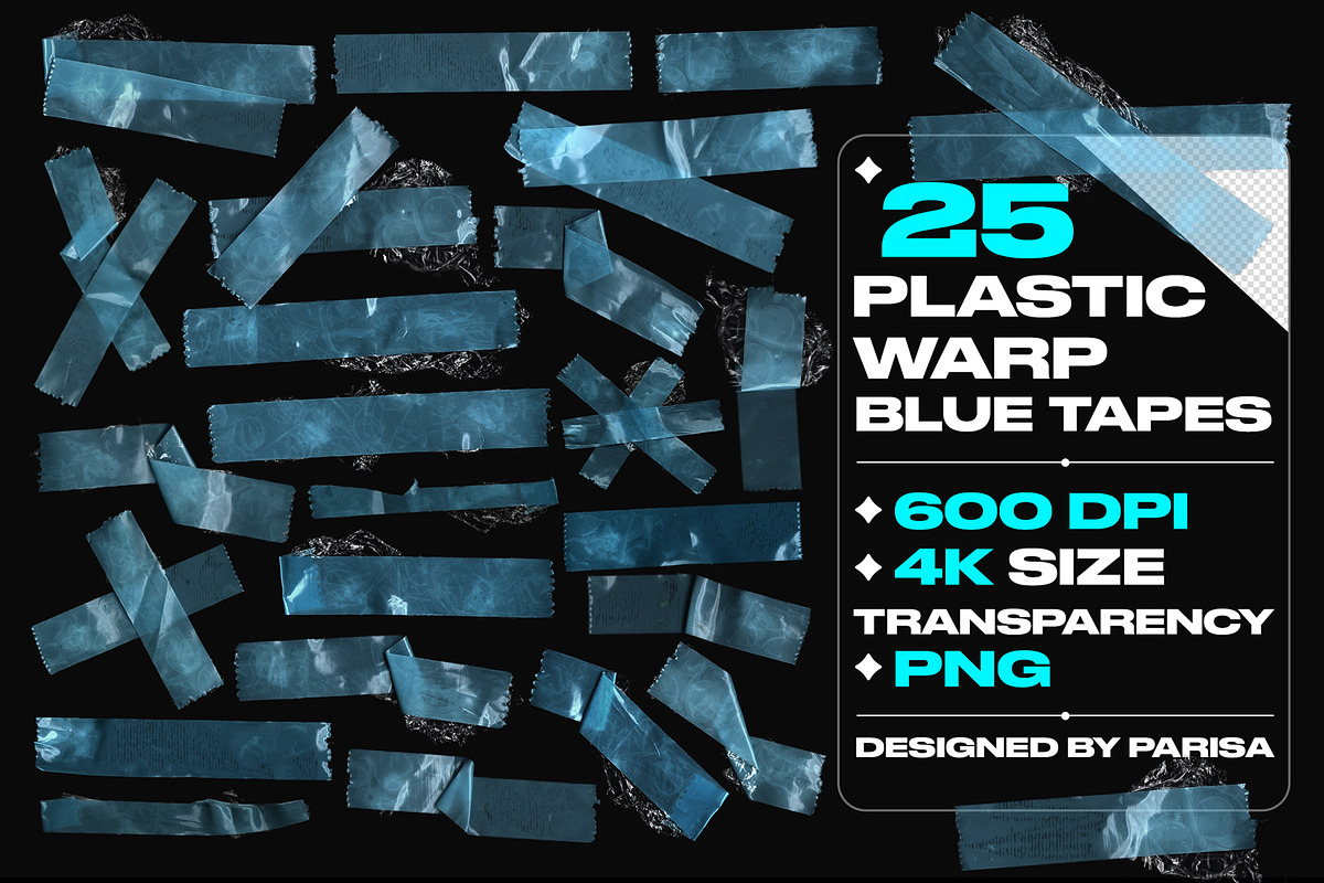25 Plastic Warp Blue Tapes, a Texture Graphic by Parisa-Artstudio (Photo 1 of 5)