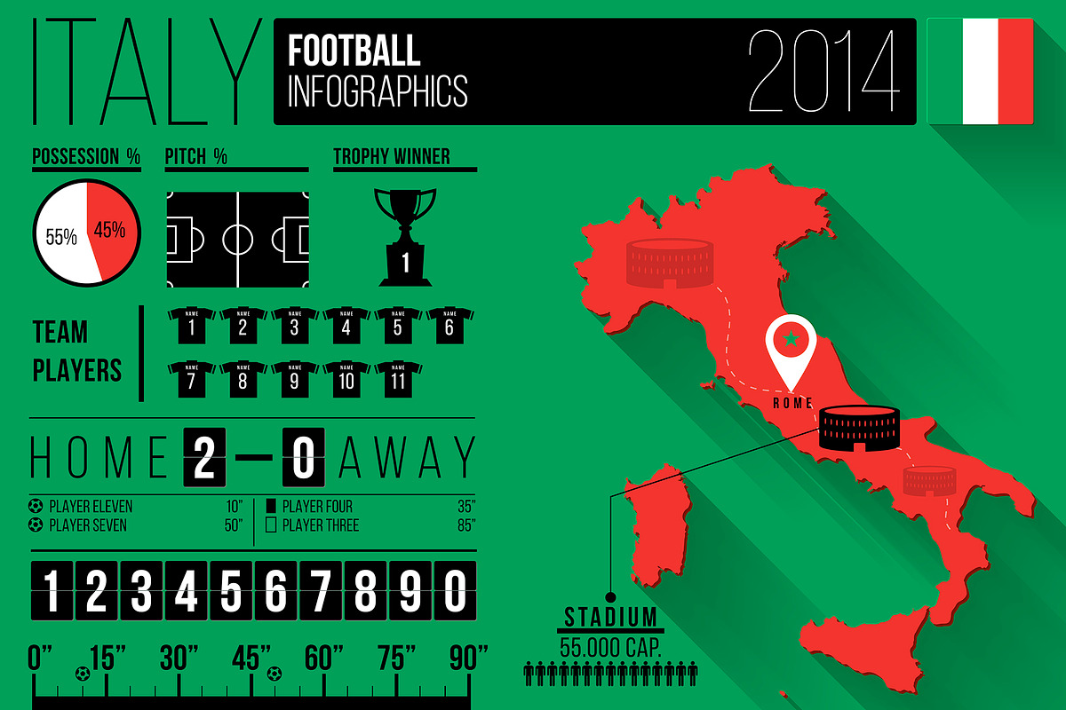 11 Football Infographic Templates, a Presentation Template by Kursat Unsal (Photo 2 of 11)