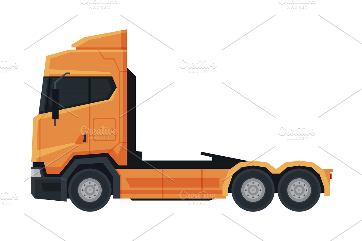 Modern Cargo Trailer Truck, Orange, a Transportation Illustration by TopVectors