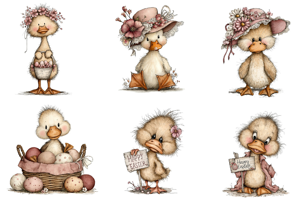 Whimsical - Easter Duck Clipart, an Illustration by CreationArt (Photo 5 of 6)