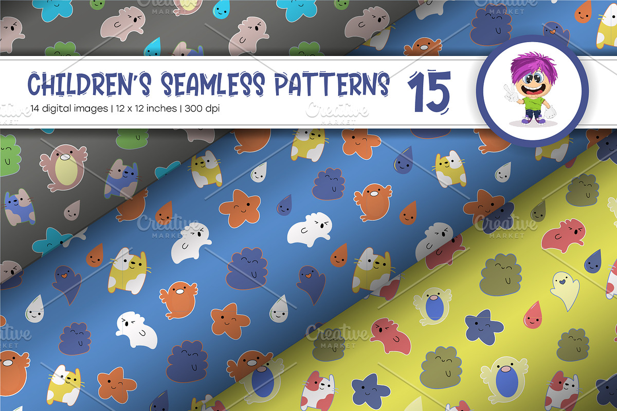 Cute Baby Seamless Patterns 15., a Texture Graphic by KENO Mascots (Photo 3 of 6)