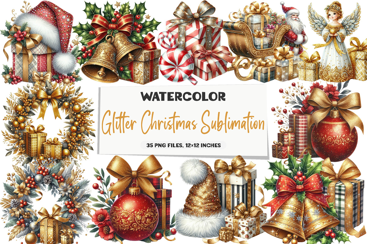 Glitter Christmas Sublimation, an Illustration by DreamArtGraphic (Photo 1 of 5)
