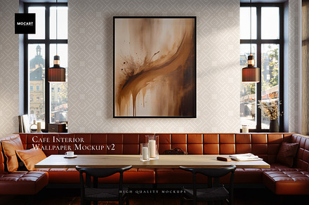 Cafe Interior Wallpaper Mockup v.2, a Product Mockup by Mocart