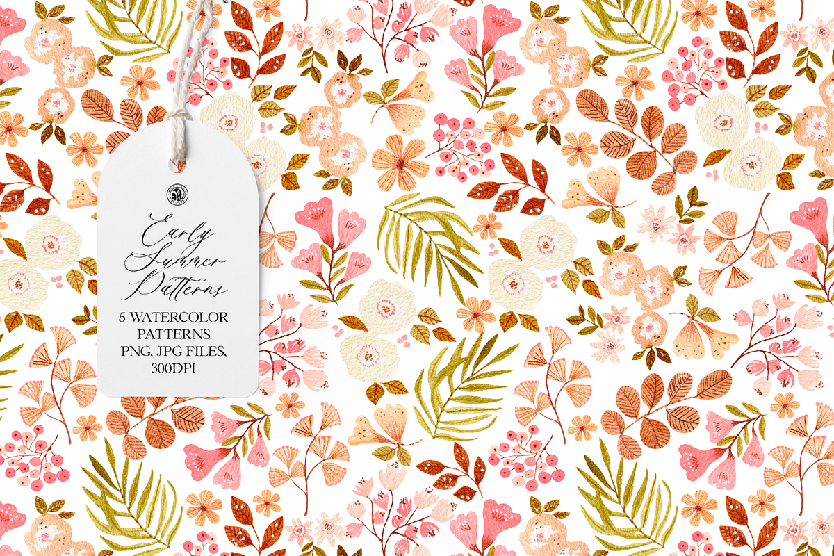 Early Summer Watercolor Patterns, a Pattern Graphic by Webvilla Studio (Photo 1 of 9)