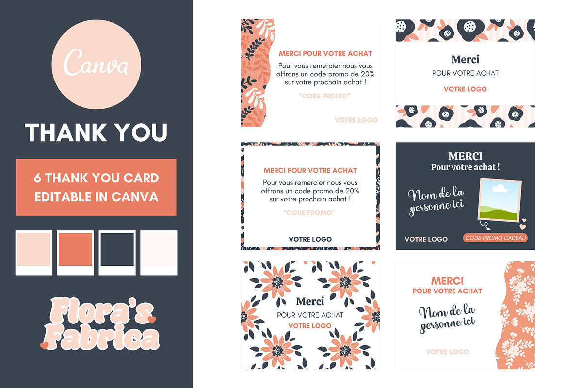 Thank You Card Templates Canva, a Card Template by florasfabrica (Photo 1 of 3)