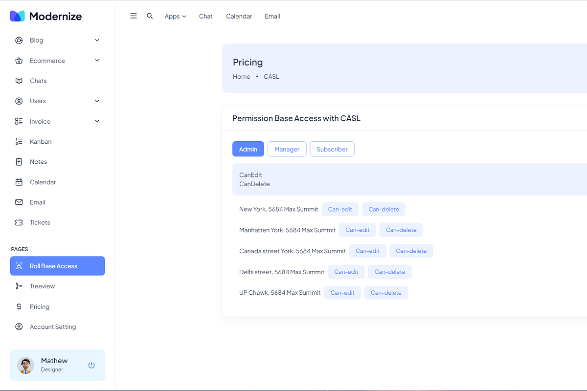 Modernize React MUI Admin Dashboard