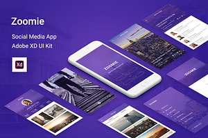 Zoomie - Social Media Adobe XD App