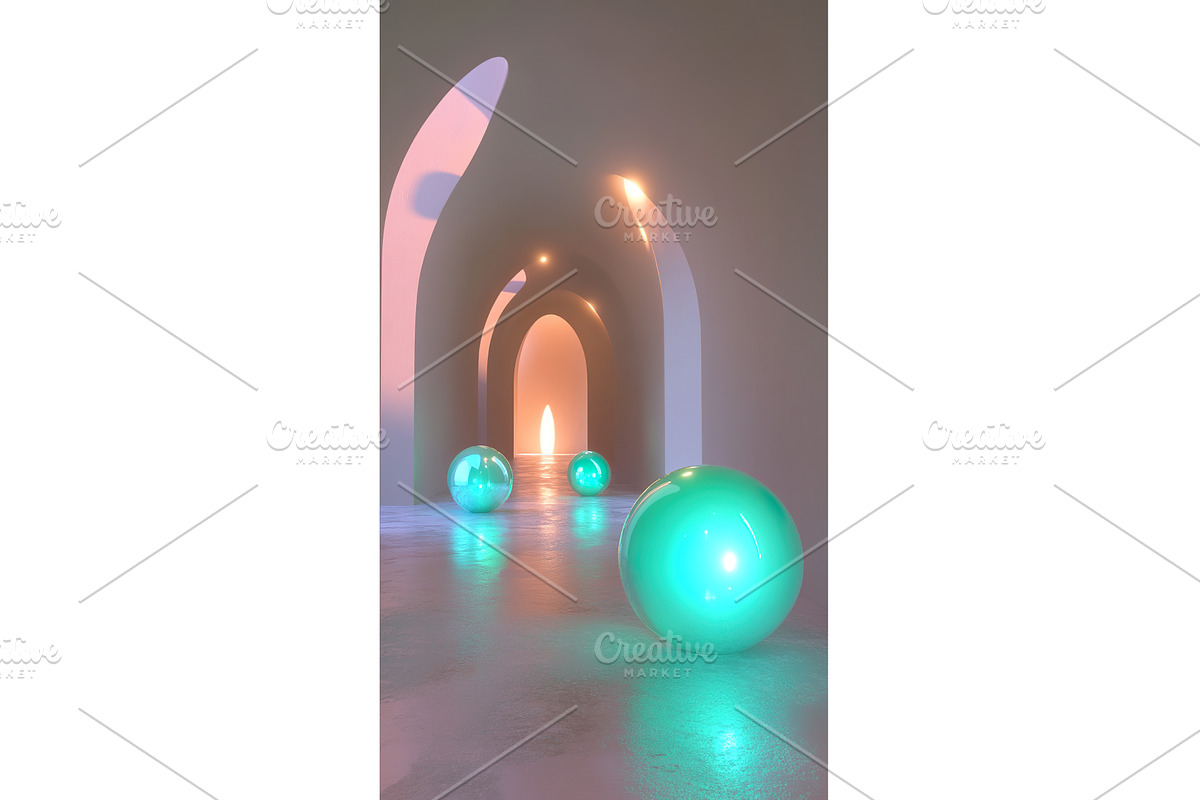 Glowing spheres in an illuminated, an Illustration by Lermont51