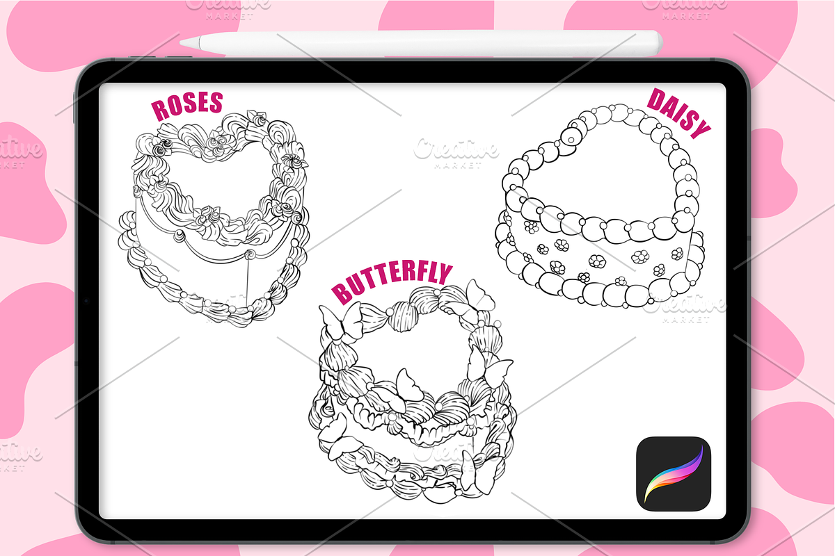 VICTORIAN CAKES PROCREATE BRUSH SET, a Brush Add-On by The GG Shop (Photo 10 of 17)