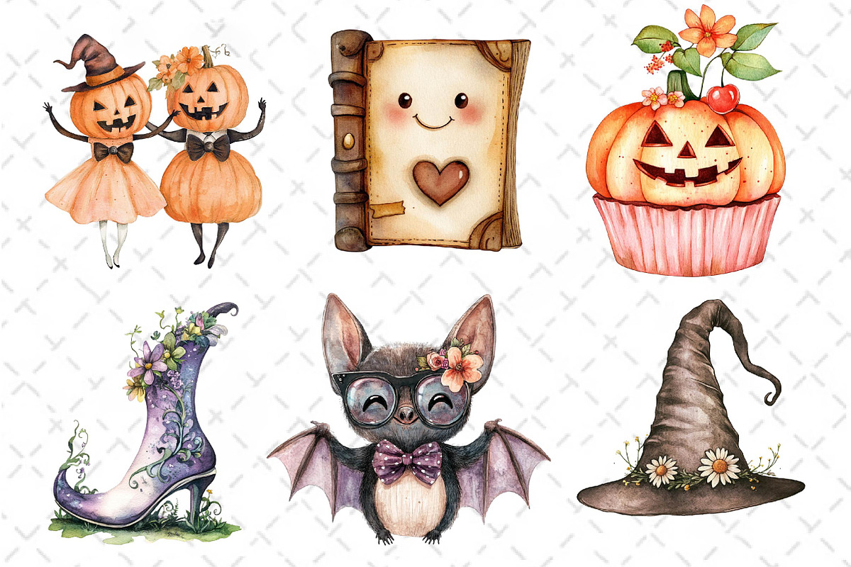 Cute Retro Halloween Clipart, an Illustration by Dream Creation (Photo 4 of 6)