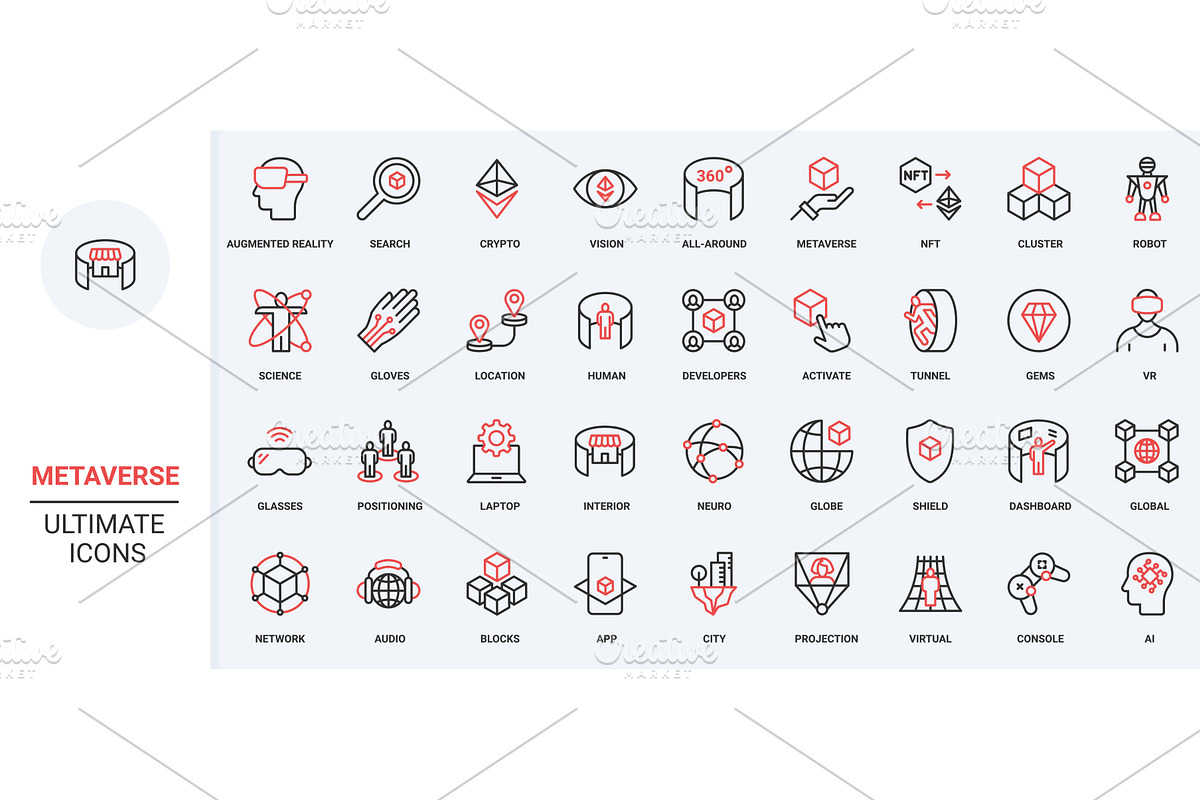 Metaverse ai infrastructure icons, an Object Illustration by Lemberg Vector