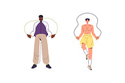 People skipping rope set, pattern, a Sport Illustration by PaperTrident (Thumbnail 5 of 8)