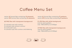 Coffee Menu Set Patterns