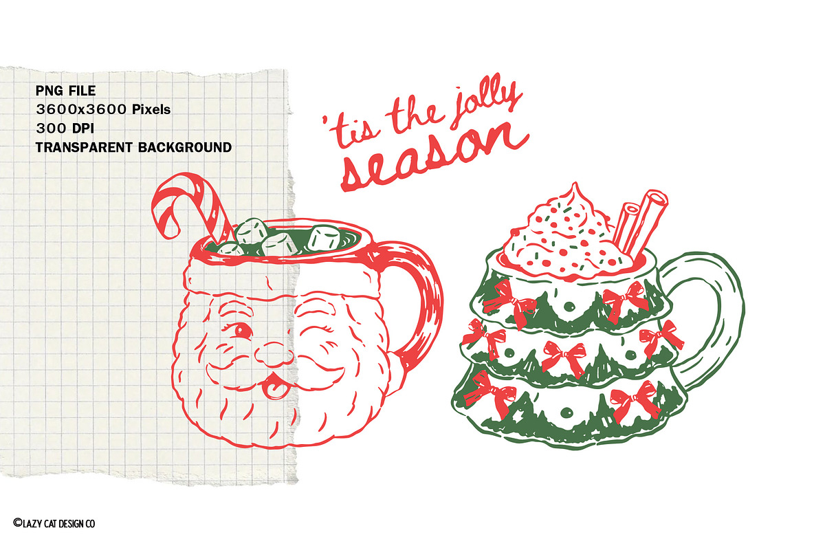 Christmas Sketch Art Designs, an Object Graphic by Lazy Cat (Photo 6 of 7)